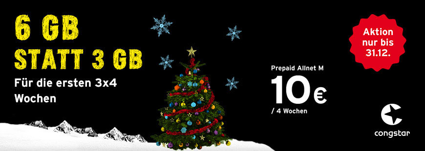 6 GB Datenvolumen � congstar Prepaid Allnet M � Nur im Dezember 2021
