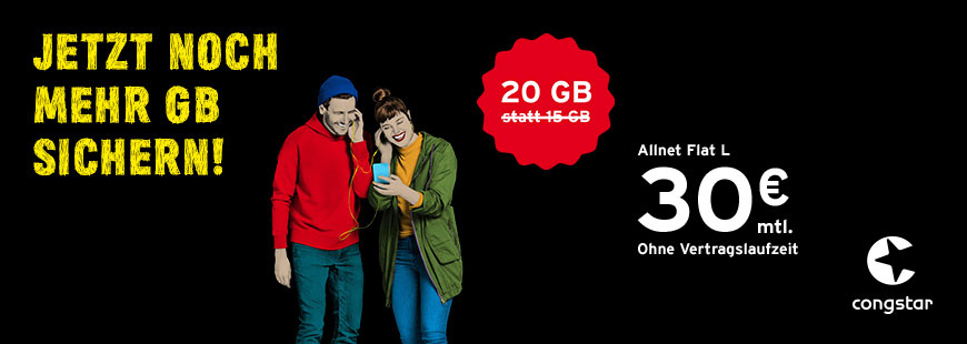 congstar Allnet Flat L � 20 GB Datenvolumen plus Allnet und SMS Flat