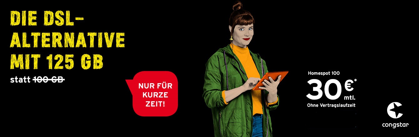 congstar Homespot 100 Aktion � jetzt mit monatlich 25 GB Extra-Daten