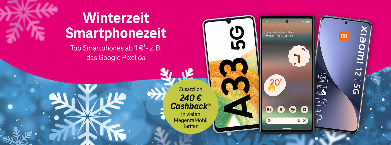 Bis 02.01.2023: Top-Smartphones ab 1 � + 240 � Cashback