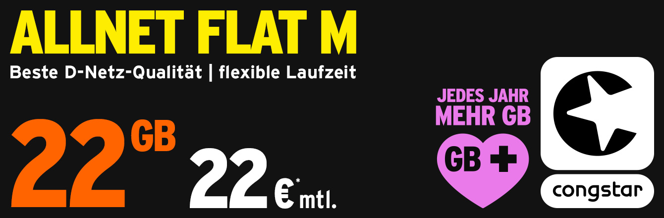 congstar Winteraktion - 22 GB f�r nur 22 � mtl.