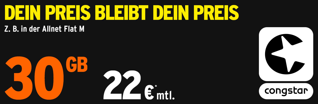 congstar Fr�hlingsaktion: 30 GB f�r nur 22 &euro; mtl.