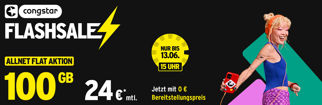 congstar Flash Sale: 100 GB f�r 24 � mtl.