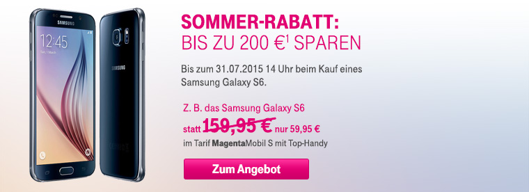 Noch mal Rabatt bei Samsung: 200 � beim Galaxy S6 64 GB sparen!