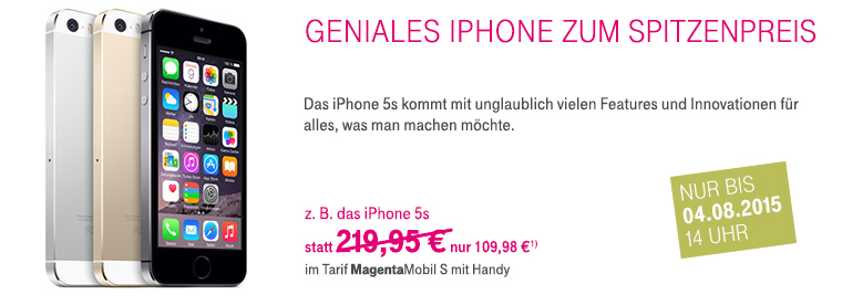 Nur noch kurze Zeit: Apple iPhone 5s 50% g�nstiger!